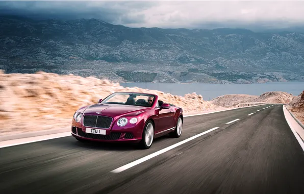 Picture Bentley, Continental, Road, Machine, Convertible, Bentley, Purple, The front