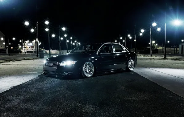 Picture night, the city, Audi, lights, audi a4
