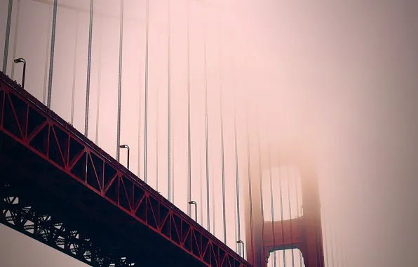 Picture bridge, the city, fog