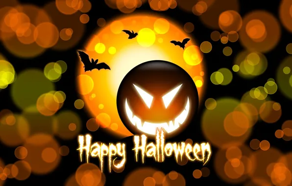 Picture circles, the inscription, pumpkin, Halloween, halloween, bats, happy Halloween