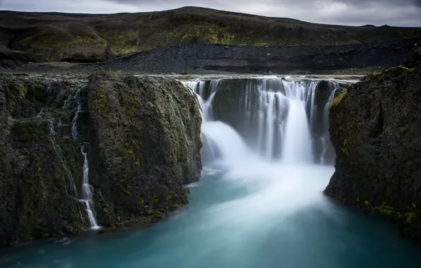 Picture river, rocks, waterfall, Iceland