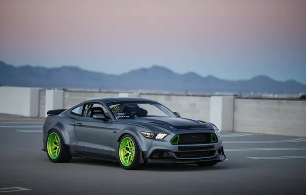 Picture Mustang, Ford, Green, Front, RTR, Monster Energy, Wheels, 2015