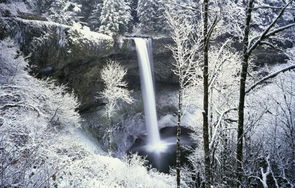 Picture snow, waterfall, Winter, excerpt