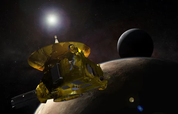 Picture space, stars, surface, satellite, Pluto, a dwarf planet, automatic interplanetary station, "New horizons"