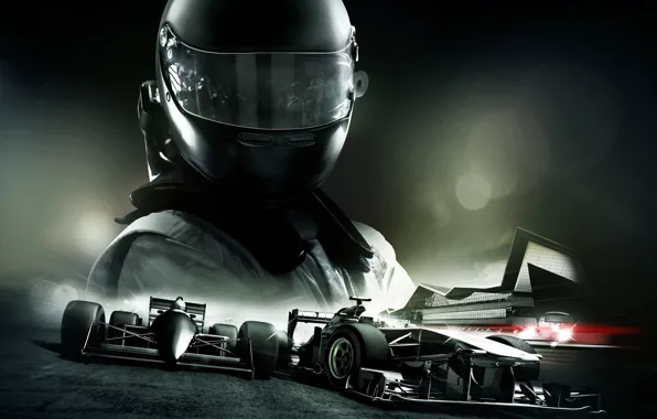 Picture machine, track, helmet, track, racer, cars, Codemasters Racing Studios, F1 2013