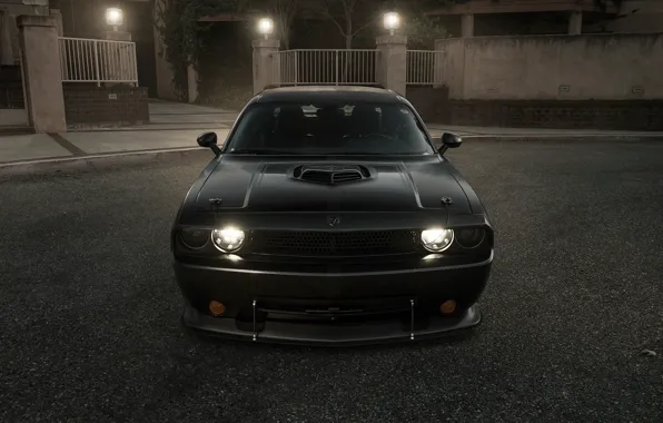 Picture Muscle, Dodge, Challenger, Car, Front, Black, Tuning, R/T, Wheels, Ligth