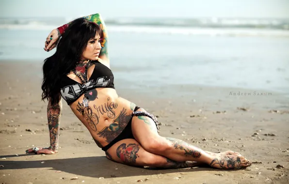 Picture girl, background, tattoo
