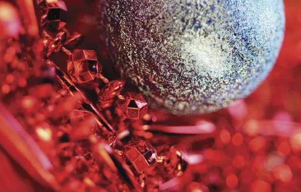 Picture decoration, red, holiday, blue, Shine, new year, ball, beads, metallic, bokeh, Wallpaper from lolita777