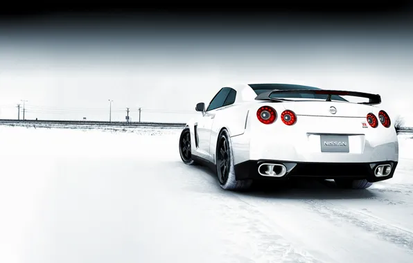 Picture winter, snow, Nissan GTR Snowy Field