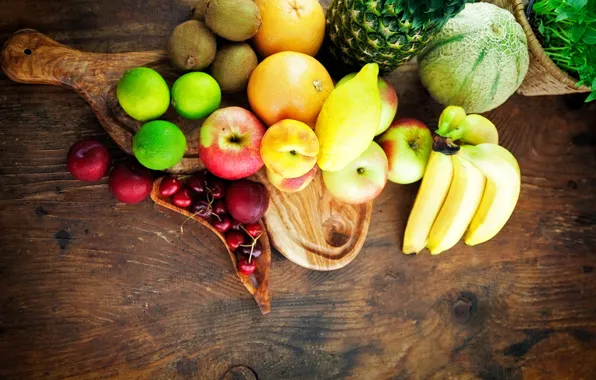 Picture photo, lemon, apples, orange, food, bananas, lime, fruit, melon