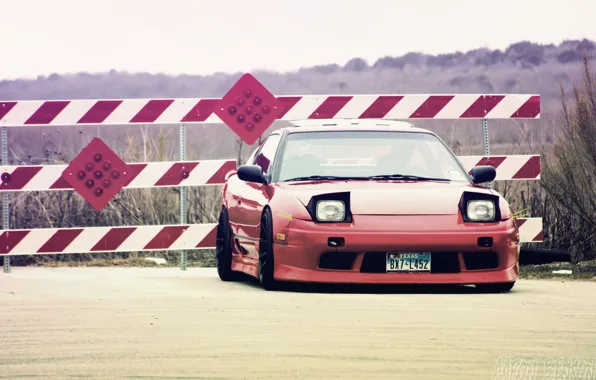 Picture red, Nissan, 240sx, low