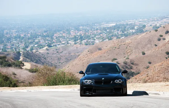 Picture road, black, bmw, BMW, shadow, black, 335i, the front, e92, daylight