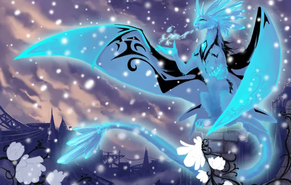 Picture cold, snow, element, dragon, ice, fantasy, crystals