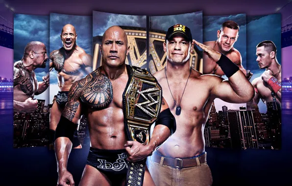 Picture Rock, Dwayne Johnson, WWE, The Rock, Dwayne Johnson, John Cena, John Cena