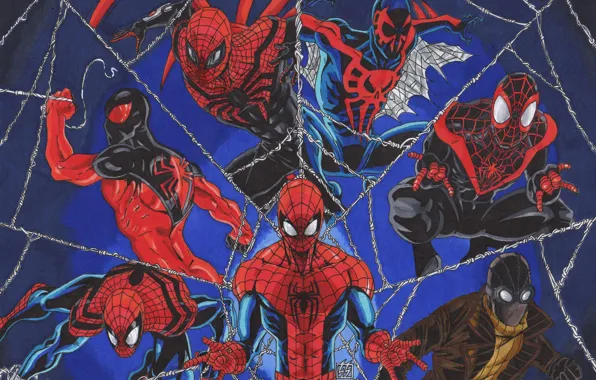 Picture marvel comics, Spider-Man, Peter Parker, Scarlet Spider, Ben Reilly, Miles Morales, Ultimate Spider-Man, Spider-Man 2099, …