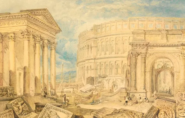 Picture picture, the ruins, columns, temple, ruins, the urban landscape, William Turner