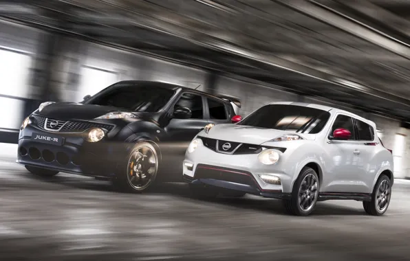 Picture white, black, speed, Nissan, Nissan, the front, crossover, Juke-R, Juke