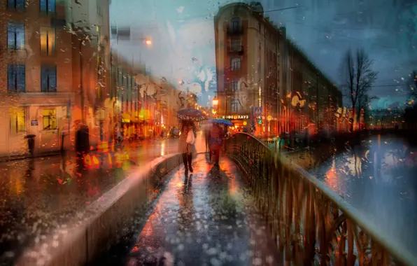 Picture autumn, girl, rain, umbrella, Peter, St Petersburg