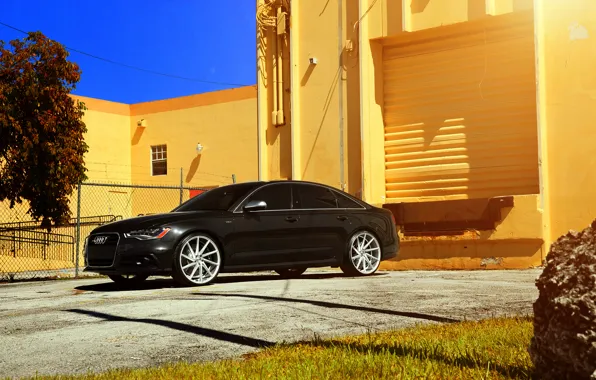 Picture Audi, black, vossen wheels, frontside