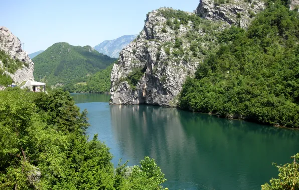 Picture forest, trees, mountains, river, rocks, Bosnia and Herzegovina, Neretva