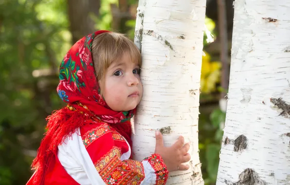 Picture summer, dress, girl, outfit, Russia, birch, grove, child