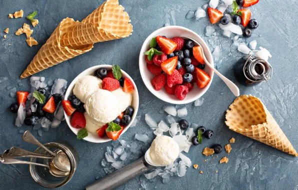 Picture ice cream, sweet, strawberry, Ice cream, Bondarenko Rimma