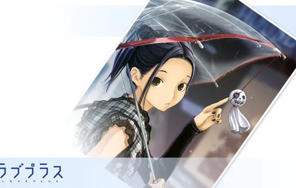 Picture drops, umbrella, girl, red, keychain, thread, Kobayakawa Rinko, Loveplus
