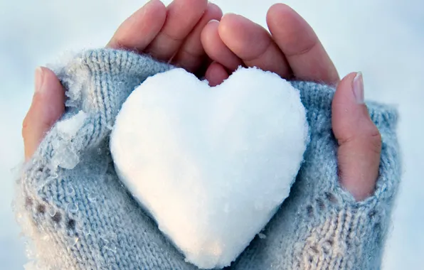 Picture winter, snow, love, heart, hands