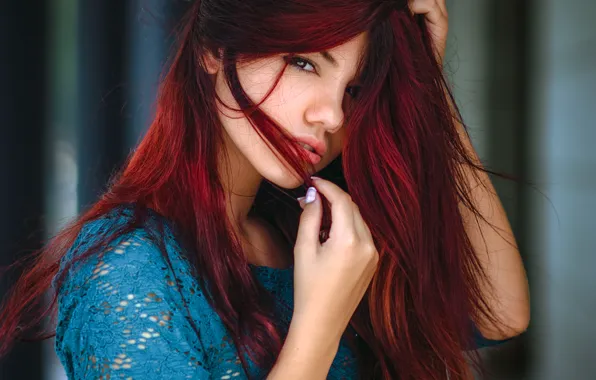 Picture eyes, look, girl, sweetheart, hair, portrait, red, girl, brown hair, beautiful, model, Delaiah Gonzalez