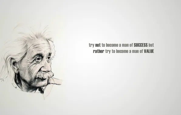 Picture minimalism, Albert Einstein, phrase, drawing, famous, success, quote, value