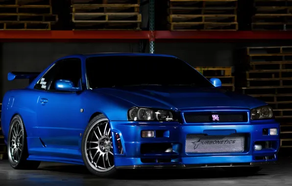 Picture car, Nissan, blue, gt-r, r34, fast and furious, Nissan skyline