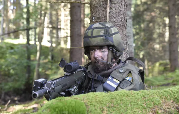 Picture weapons, soldiers, Swedish Army