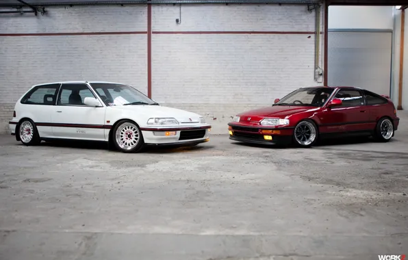 Picture sport, red, white, honda, japan, jdm, tuning, civic, low, stance, crx, vtec, dohc