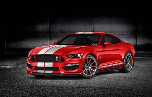 Picture red, rendering, Mustang, Ford, Mustang, red, muscle car, Ford, muscle car, rendering, GT350, by Gurnade