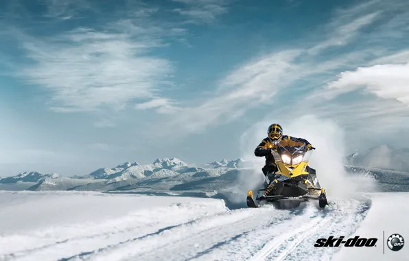 Picture snow, yellow, sport, sport, snow, snowmobile, snowmobile, ski-doo, mxz, brp, skidoo