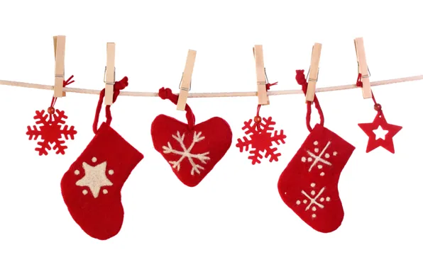 Picture snowflakes, heart, New Year, Christmas, socks, Christmas, decoration, Merry