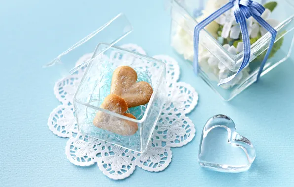 Picture gift, heart, transparent, cookies, hearts, box