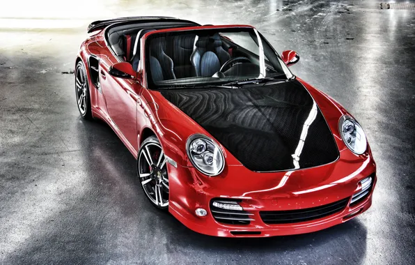 Picture red, 997, Porsche, turbo, red, carbon, convertible, Porsche, carbon, cabrio