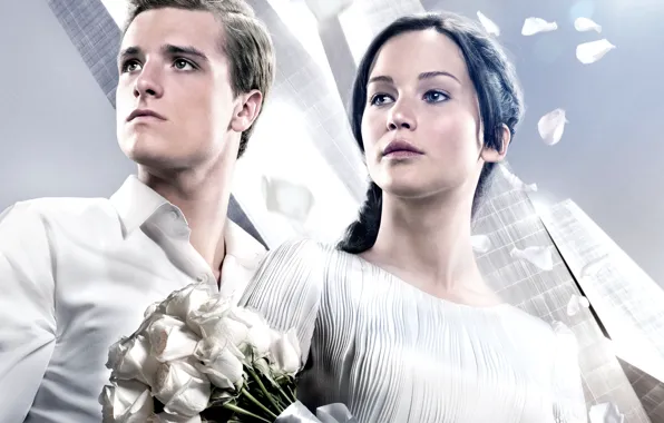 Picture girl, the film, roses, actress, actor, guy, Jennifer Lawrence, Jennifer Lawrence, The hunger games, Catching …