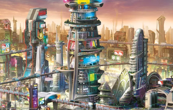Picture the city, future, building, game wallpapers, simulator, SimCity: Cities of Tomorrow