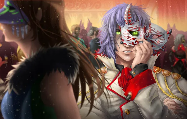 Picture look, anime, mask, guy, carnival