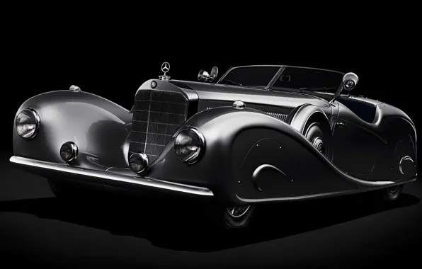Picture retro, Roadster, Mercedes-Benz, Mercedes, twilight, by Erdmann &Rossi, 1936, 500K, Stromlinien