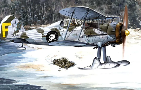 Picture figure, art, The Finnish air force, Gloster Gladiator, British fighter biplane