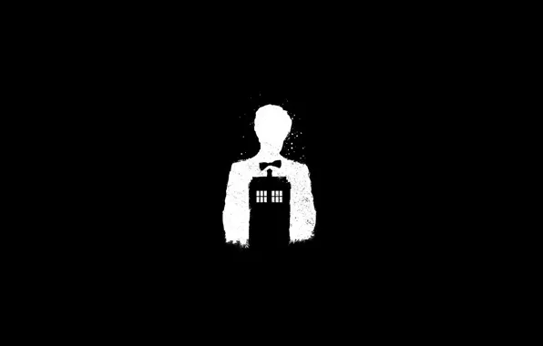 Picture silhouette, art, black and white, booth, Doctor Who, Doctor Who, The TARDIS, TARDIS, The Eleventh …