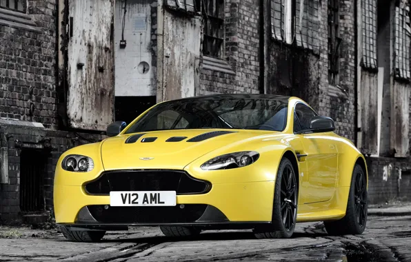 Picture auto, yellow, Aston Martin, the front, front, V12 Vantage S