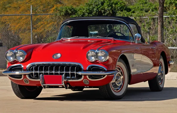 Picture red, Corvette, Chevrolet, Chevrolet, the front, 1959, Corvette