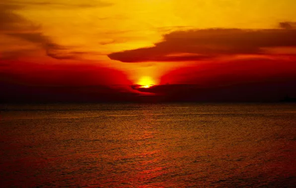 Picture twilight, sea, ocean, sunset, seascape, clouds, dusk, horizon