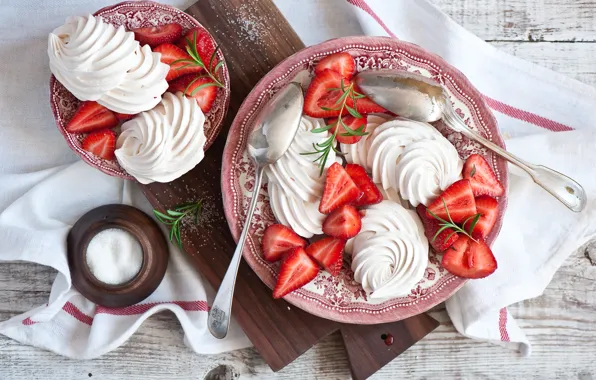 Picture berries, strawberry, dessert, meringue