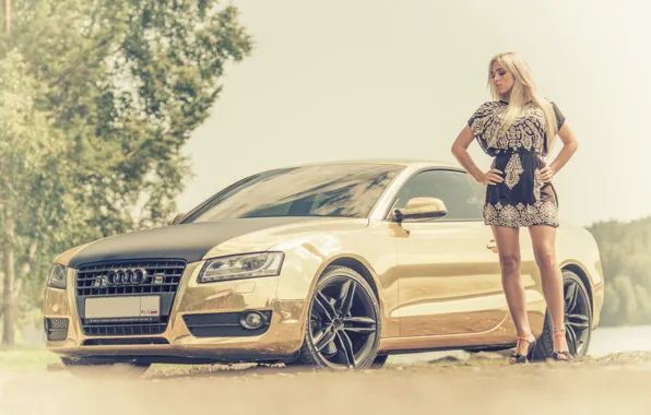 Picture auto, girl, Audi, Girls, dress