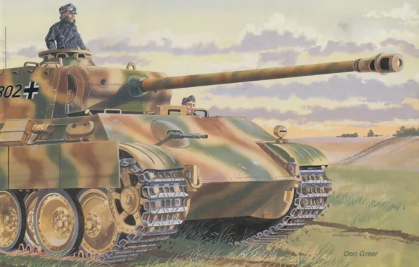 Picture figure, tank, The second world war, German, average, tankers, &quot;Panther&quot;